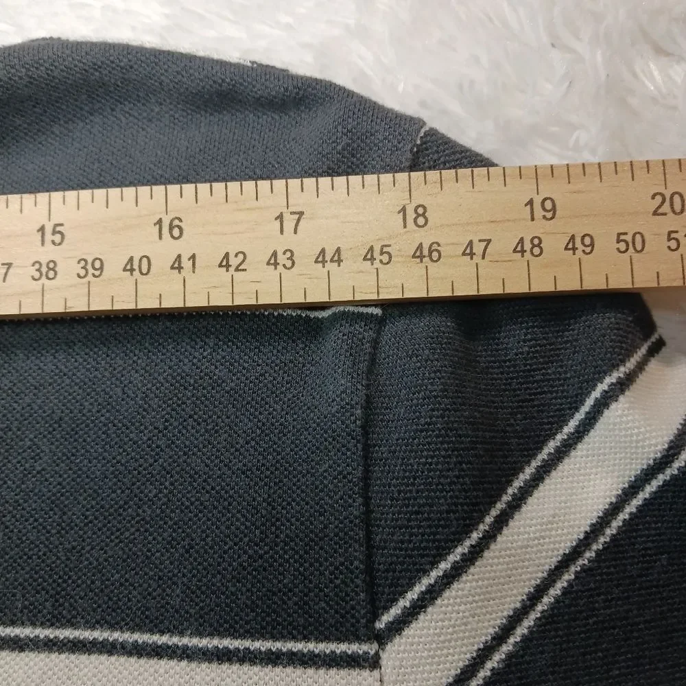 Polo Jean Company Ralph Lauren Men's XL 2 Button Grey/Cream Stipe Polo. Vintage. - Picture 10 of 12